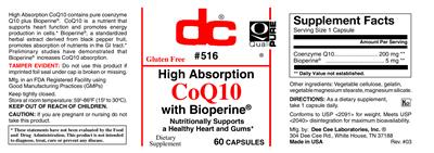 Photo of the DC CoQ10 with BioPerine label