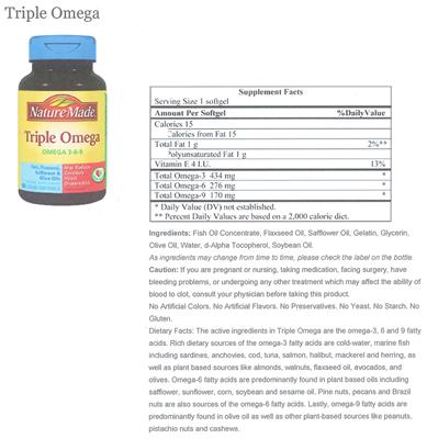 Photo of the Nature Made Triple Omega label