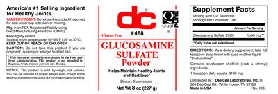 Photo of the DC Glucosamine Sulfate Powder label
