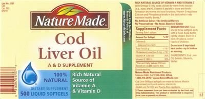 Cod Liver Oil A & D Supplement のラベル画像（NIH DSLD）