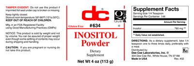Photo of the DC Inositol Powder label