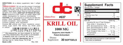 Photo of the DC Krill Oil 1000 mg label