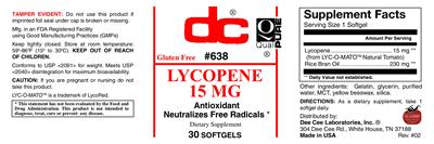 Photo of the DC Lycopene 15 mg label