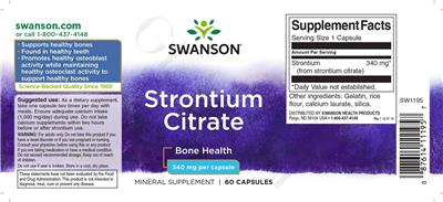 Photo of the Swanson Strontium Citrate 340 mg label