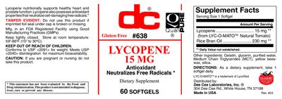 Photo of the DC Lycopene 15 mg label