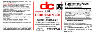Photo of the DC Curcumin 950 label