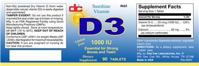 Photo of the DC D3 1000 IU label