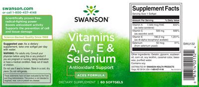 Photo of the Swanson Vitamins A, C, E & Selenium label