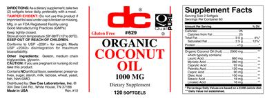 Photo of the DC Organic Coconut Oil 1000 mg label
