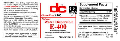 Photo of the DC Natural Water Dispersible E-400 label