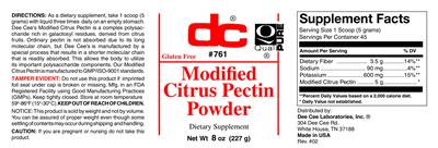 Photo of the DC Modified Citrus Pectin Powder label