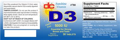 Photo of the DC D3 5000 IU label