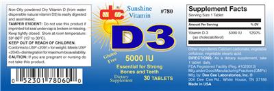 Photo of the DC D3 5000 IU label