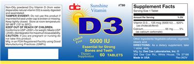 Photo of the DC D3 5000 IU label