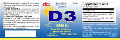 Photo of the DC DC 5000 IU label