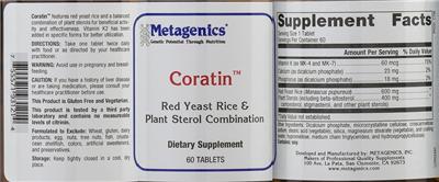 Photo of the Metagenics Coratin label