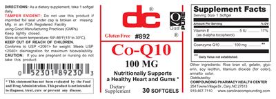 Photo of the DC Co-Q10 100 mg label