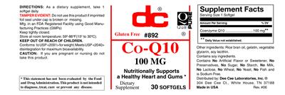 Photo of the DC Co-Q10 100 mg label