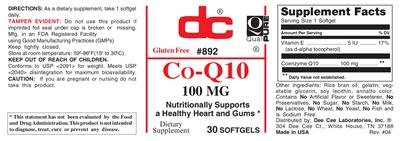 Photo of the DC Co-Q10 100 mg label
