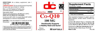Photo of the DC Co-Q10 100 mg label