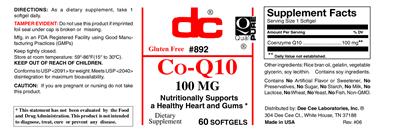 Photo of the DC Co-Q10 100 mg label