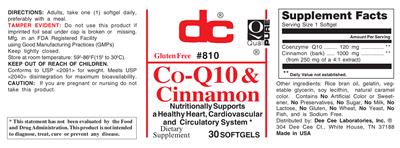 Photo of the DC Co-Q10 & Cinnamon label