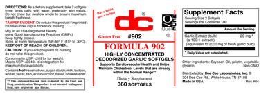 Photo of the DC Formula 902 label