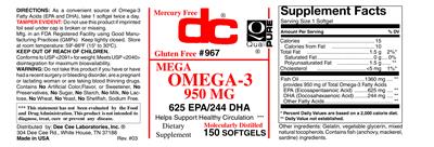Photo of the DC Mega Omega-3 950 mg label