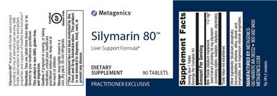 Photo of the Metagenics Silymarin 80 label