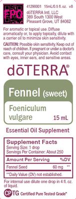 Photo of the doTERRA Fennel (Sweet) label