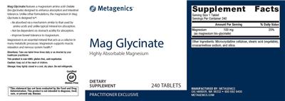 Photo of the Metagenics Mag Glycinate label