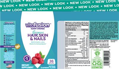 Photo of the vitafusion Gorgeous Hair, Skin & Nails Natural Raspberry Flavor label