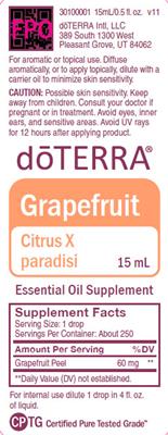 Photo of the doTERRA Grapefruit label