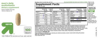 Photo of the up&up Men's Daily Multivitamin label