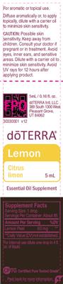 Photo of the doTERRA Lemon label