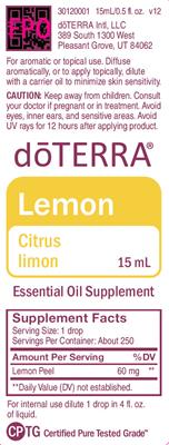 Photo of the doTERRA Lemon label