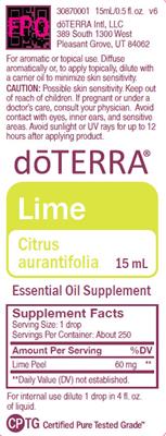 Photo of the doTERRA Lime label