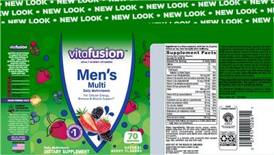 Photo of the vitafusion Men's Multi Natural Berry Flavors label