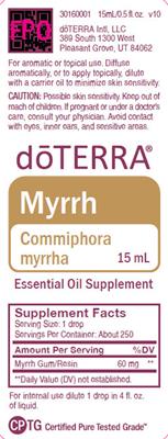 Photo of the doTERRA Myrrh label