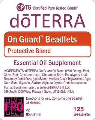 Photo of the doTERRA On Guard Beadlets label
