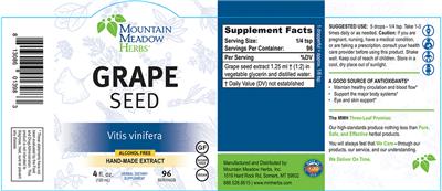 Photo of the Mountain Meadow Herbs Grape Seed label