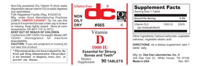 Photo of the DC D3 1000 IU label