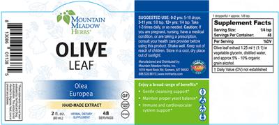 Photo of the Mountain Meadow Herbs Olive Leaf label