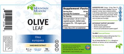 Photo of the Mountain Meadow Herbs Olive Leaf label