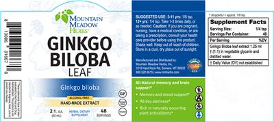 Photo of the Mountain Meadow Herbs Ginkgo Biloba Leaf label