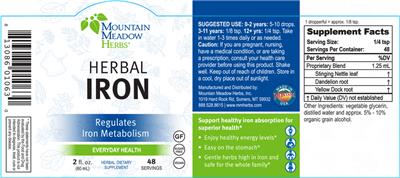 Photo of the Mountain Meadow Herbs Herbal Iron label
