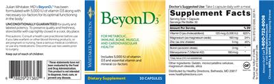 Photo of the Whitaker Nutrition BeyonD3 label