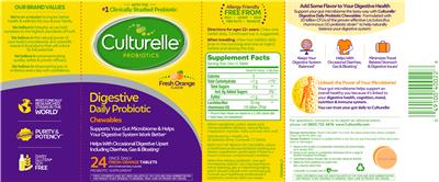 Label of Digestive Daily Probiotic Chewables Fresh Orange Flavor