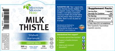 Photo of the Mountain Meadow Herbs Milk Thistle 300 mg label