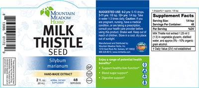 Photo of the Mountain Meadow Herbs Milk Thistle Seed label